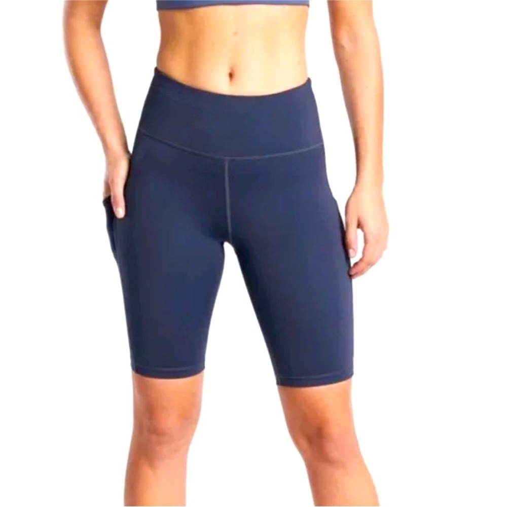 Athleta Ultimate Stash High Rise 9” Bike Short in Navy Blue